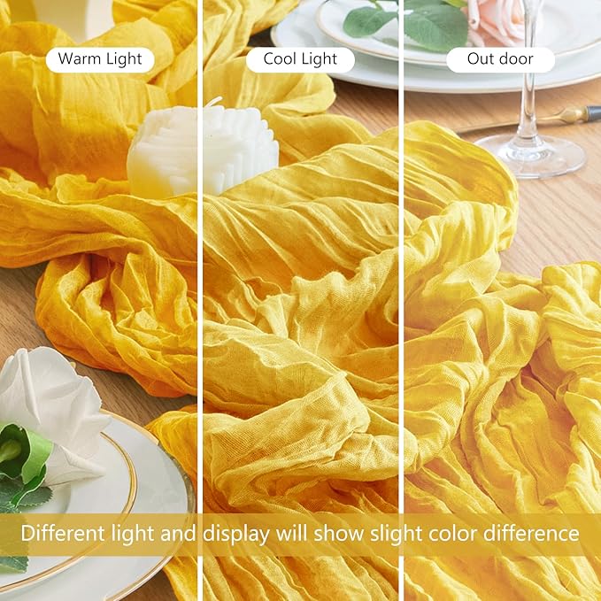 Wokceer Cheesecloth Table Runner Christmas 12Pack 10FT Gold Boho Gauze Fall Thanksgiving Cheese Cloth Table Runner for Party Rustic Sheer Table Runners for Baby Bridal Shower Wedding Easter Table