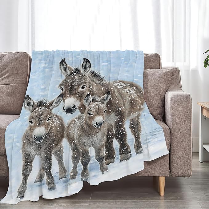 Tijuboni Donkey Throw Blanket Donkey Gifts for Girls Boys Women Men Kids Adults Soft Flannel Fleece Blanket for Couch Sofa Bed Home Decor 60"x80"