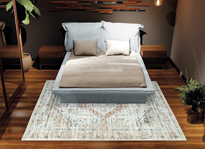 Bloom Rugs Washable Non-Slip 3' x 5' Rug - Peach/Beige Traditional Area Rug for Living Room, Bedroom, Dining Room, and Kitchen - Exact Size: 3' x 5'