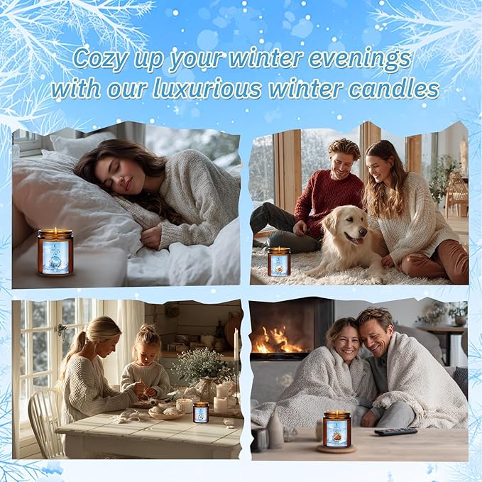 Winter Candle, Frost Fir Scented Candles for Home, Holiday Candles Natural Soy Candle, Aromatherapy Candle 7 oz Jar Candles Winter Gifts for Women Men
