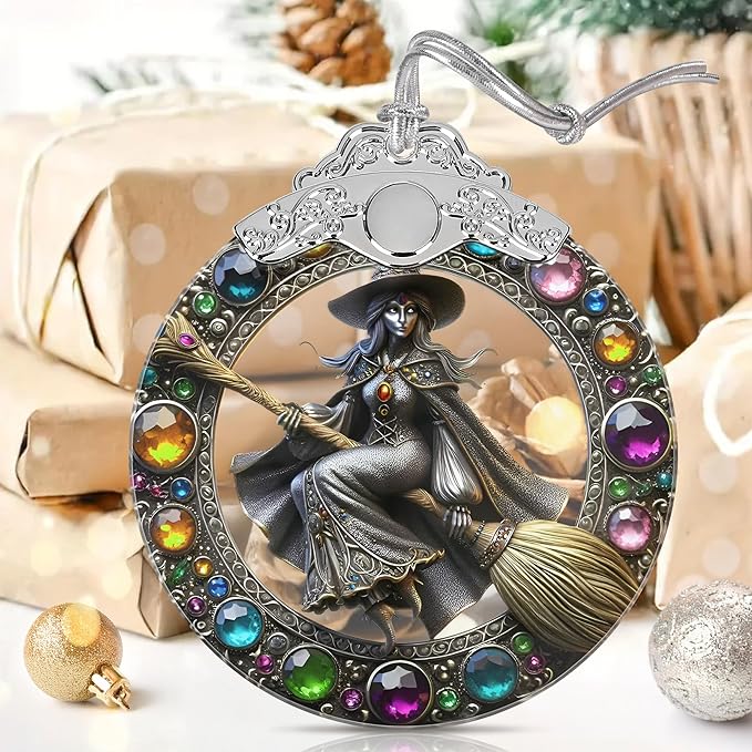 Witch Stained Glass Ornaments - 3" Christmas Decor for Tree & Window - Perfect for Holiday Party - Home Decor