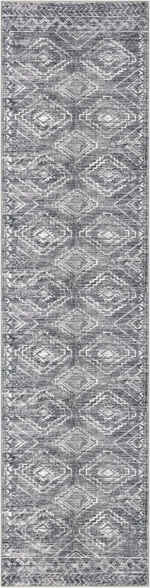 KILOCOCO Hallway Runner Rug 2'x8' Runners for Hallways Washable Runner Rug Non Slip Rubber Backed Low-Pile Runners for Bedroom Kitchen Living Room Laundry Room Boho Rugs, Grey
