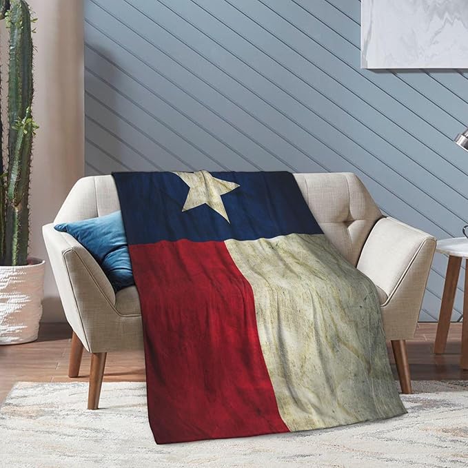 Texas Flag Throw Blanket Soft Plush Fleece Blankets Warm Cozy Lightweight Fuzzy Blanket for Bed Sofa Couch Home Decor 60"X50"