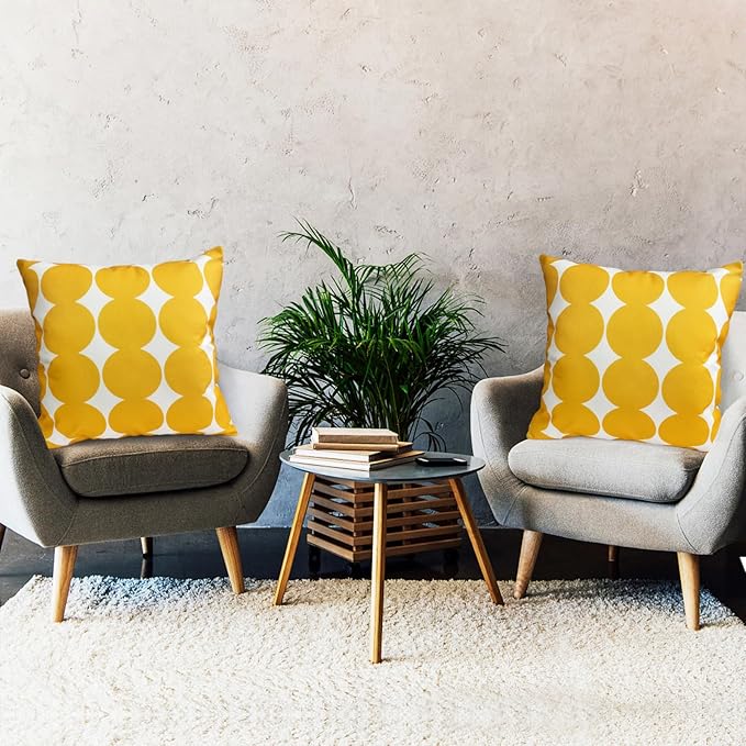 Decorative Throw Pillow Covers Set of 2 Chrome Yellow Fashion Polka dot Pillow Covers 22x22 Inch Throw Pillow Cover Linen Pillowcase Farmhouse Outdoor Pillow Covers for Couch Sofa Bedroom