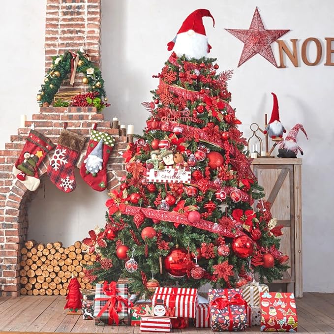 XmasExp 60mm/2.36" Christmas Ball Ornaments Shatterproof Christmas Ornaments Set Decorations for Xmas Tree Balls - 24ct (2.36'', Red)