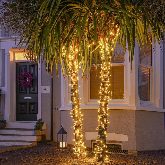 JMEXSUSS 100 LED Warm White Christmas Lights, 8 Modes Christmas Tree Lights Plug in, Indoor String Light Bedroom 33ft Connectable Fairy Twinkle Light Outdoor for Home Garden Xmas Tree Decor