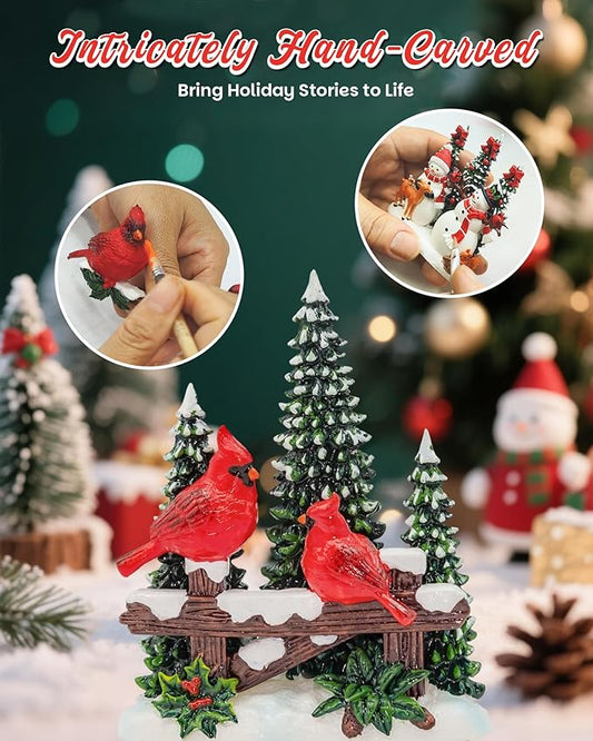 Christmas Cardinal Snow Globe Light up Lantern with 8 Songs, 10.43" Christmas Snow Globes for Kids Adults, 6H Timer & Dual Power, Snowglobes Christmas Decorations Indoor, Gifts for Women Men