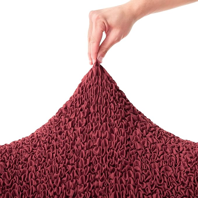PAULATO BY GA.I.CO. Small Ottoman Cover Stool Cover Pouf Slipcover - Soft Polyester Fabric Slipcover - 1-Piece Form Fit Stretch Furniture Protector - Microfibra Collection - Burgundy (Ottoman)