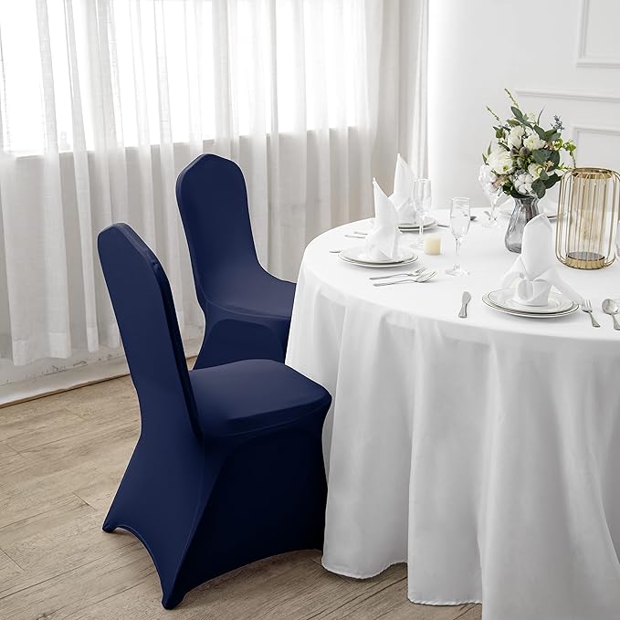SuperO Waterproof Spandex Chair Cover 25PCS, Stretch Dining Chair Covers, Polyester Outdoor Chair Covers, Protector Stretch Chair Cover for Party Universal, Banquet, Wedding Event, Hotel(Navy)