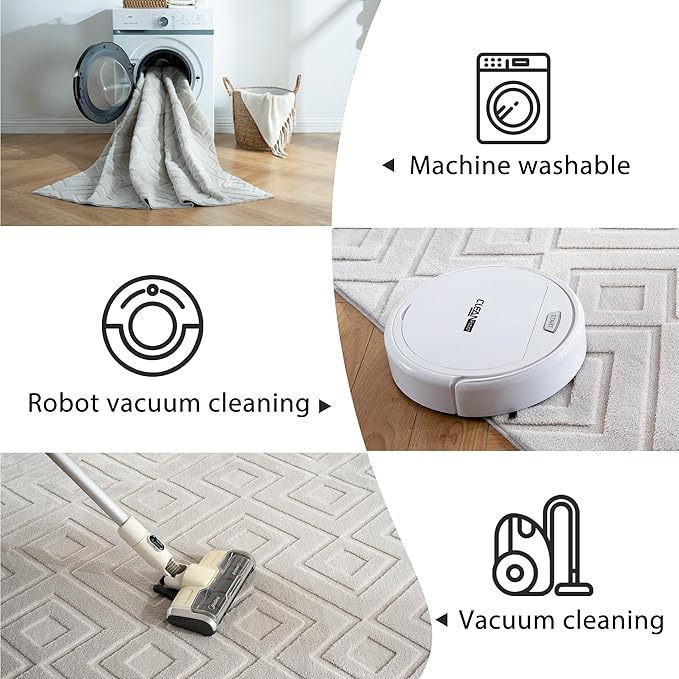 Area Rug 4X6,Washable Area Rugs with Non-Slip TPR Backing Design,Fluffy Soft Feeling,Durable Braided Foldable Area Rug for Bedroom Living Room Home Office,Grey