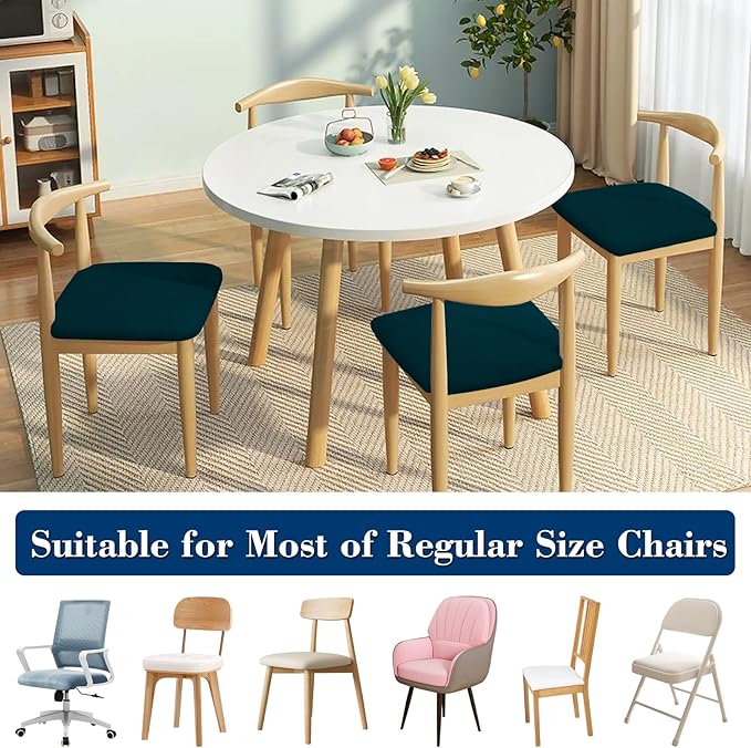 Dining Chair Seat Covers, Washable Dining Room Chair Seat Covers Set of 6, Removable Kitchen Seat Covers Chair Covers for Dining Chairs