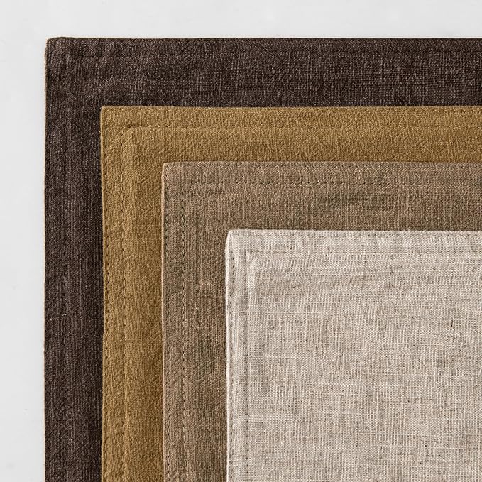 MIULEE Neutral Gold/Brown Linen Pillow Covers Pack of 4 Decorative Natural Solid Throw Pillow Covers Soft Accent Boho Farmhouse Couch Pillowcases Modern Home Decors for Living Room Bed Sofa 18x18 Inch