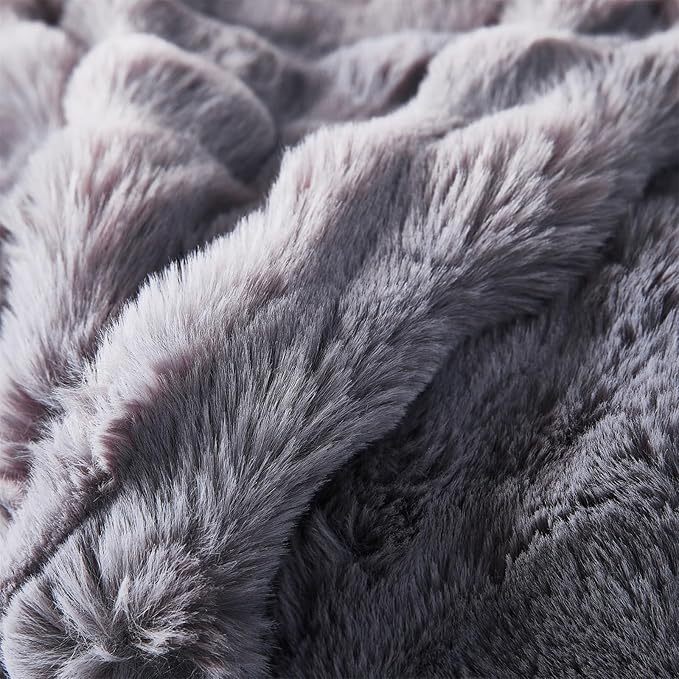 Soft Fluffy Blanket - Fuzzy Throw Blanket for Couch, Plush Rabbit Faux Fur Blanket, Cute Cozy Blankets for Women, Warm Thick Big Bubble Blankets for Bed Sofa Bedroom Living Room - 90"x98" Queen