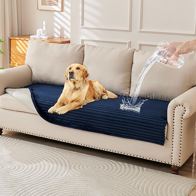 HAOMAIJIA Non-Slip Couch Armrest Covers for Sofa,Fuzzy Couch Arm Covers Set of 2,Washable Thick Soft Recliner Chair Arm Cover Protectors (Navy Blue, 23" x 23" 2 Pack)