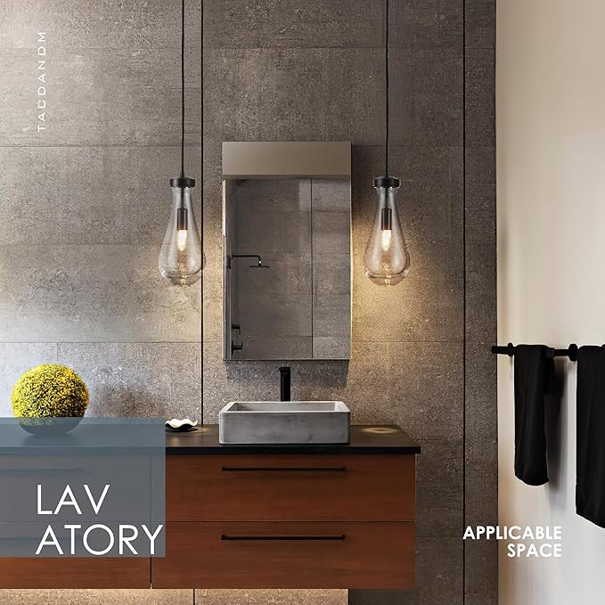 Raindrop Pendant Light Fixtures Set of 3, Black Glass Pendant Lighting, Hand BlownTeardrops Modern Hanging Light for Entryway Foyer Kitchen Island Dining Living Room Hallway