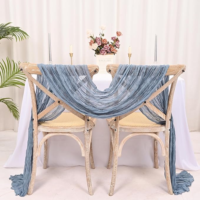 15 Pack Dusty Blue Cheesecloth Table Runner 17 x 108 Inch Fall Thanksgiving Boho Rustic Farmhouse Gauze Cheese Cloth Runner for Wedding Party Baby Shower Home Decor Holiday Decorations