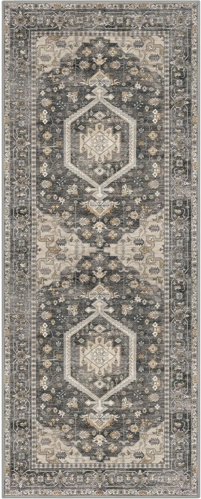 KUTA Runners for Hallways 2x6 Hazel, Vintage Floral Kitchen Rugs Non-Slip Washable Runner Ultra Soft Printed Retro Flower Carpet Entryway Rug for Bedroom Laundry Nursery Entryways