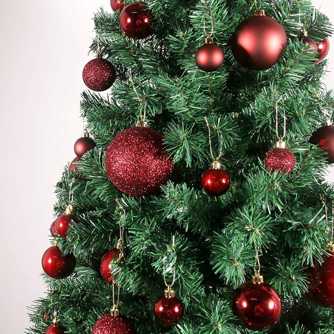 Maroon 3.2" Large Christmas Balls - Christmas Tree Decoration Ornaments Shatterproof Hanging Balls for Birthday Halloween Holiday Wedding Decorations Set of 18pcs