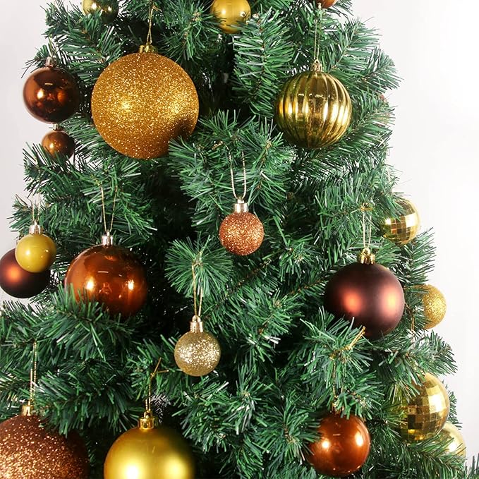 Bronze & Gold 2.5" Christmas Balls Christmas Tree Decoration Ornaments Shatterproof Hanging Balls for Birthday Halloween Holiday Wedding Decorations Set of 36pcs
