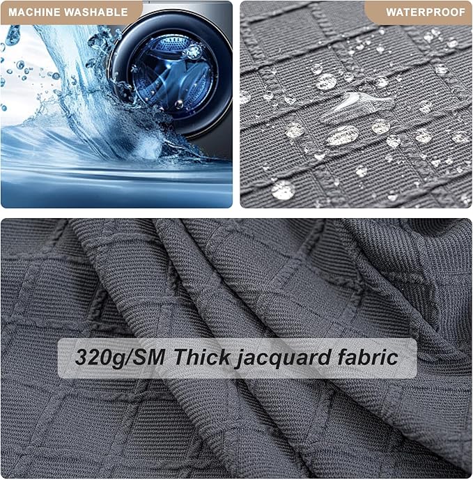 Genina Waterproof Seat Covers for Dining Room Chairs Covers Dining Chair Slipcovers Protector, No Rear Covers (Dark Gray, 4 Pcs)