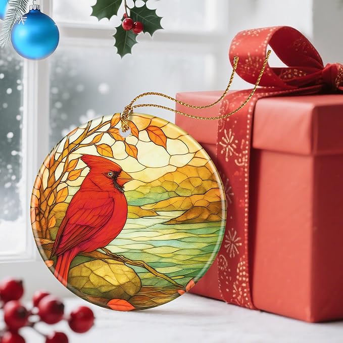 Christmas Ornaments, Dodosky 2.8in Ceramic Cardinal Ornament, Xmas Decor, Christmas Tree Ornaments, Xmas Decorations for Tree, Holiday Ornament, Cardinal Gifts, Gifts for Women, Mom, Grandma