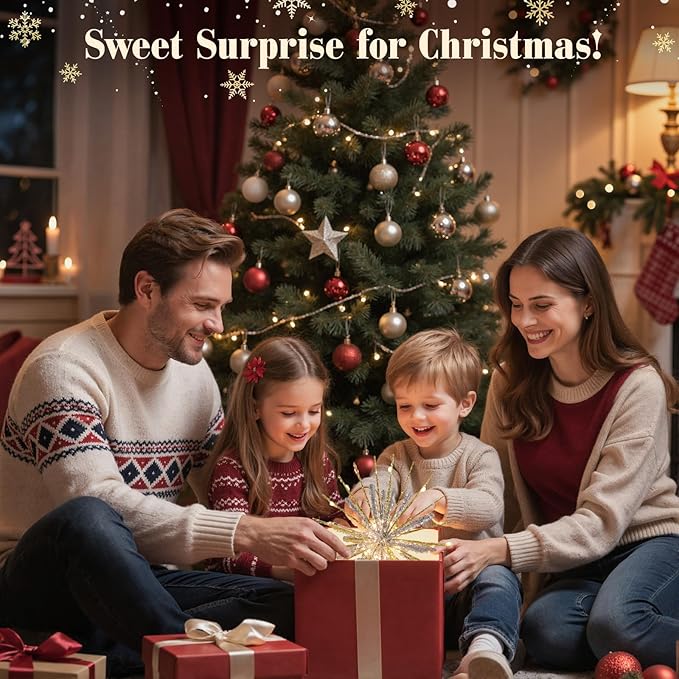 Lewondr Christmas Snowflake Tree Topper, 12.2 in 30 LED Xmas Tree Topper with Glittered Epoxy, Remote & USB Powered Snowflake Treetop, Xmas Home Decor for Party, 6H Timer & 8 Modes, Warm Light, Gold
