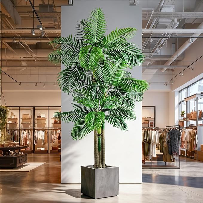 Large Artificial Palm Tree Big Faux Tropical Trees Indoor Outdoor Realistic Floor Plants Tall Fake Plant for Home Living Room Office Decor Porch Outside Patio arboles para Modern Farmhouse decoracion