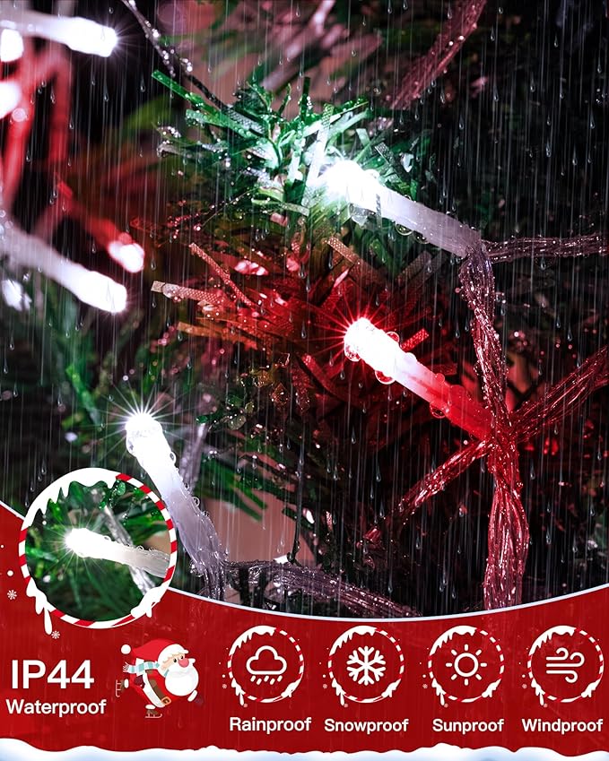 196FT 600LED Christmas Lights Outdoor Waterproof, String Light with Remote, 8 Modes LED Lights Plug in Twinkle Fairy Light for Party Holiday Decor (Red+White)