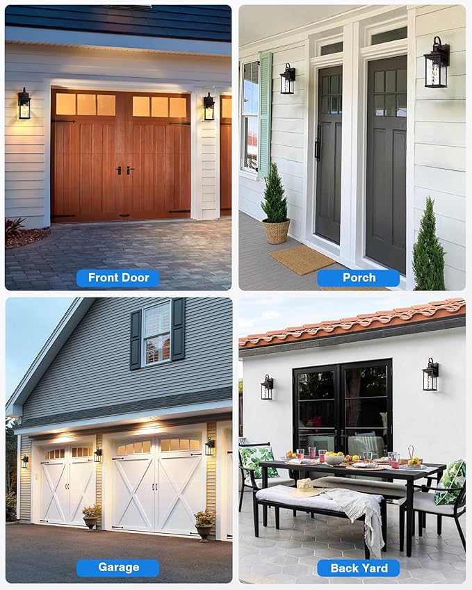 VIANIS Dusk to Dawn Outdoor Garage Lighting, Farmhouse Oil Rubbed Bronze Exterior Wall Sconce Lantern, Front Porch Light Fixtures Wall Mount, Anti-Rust Coach Lights for Garage, Outside House Lights