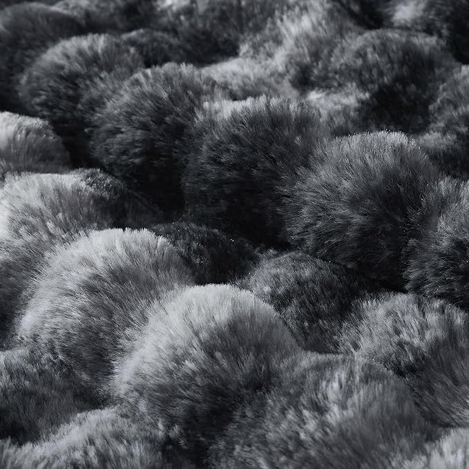 60x80 Inches Ultra-Soft Fuzzy Faux Fur Plush Twin Size Blanket - Thick, Warm Sherpa for Couch, Sofa, Bedroom, Camping - Decorative Blanket for Cozy Warmth, Bubble Black Tie Dye