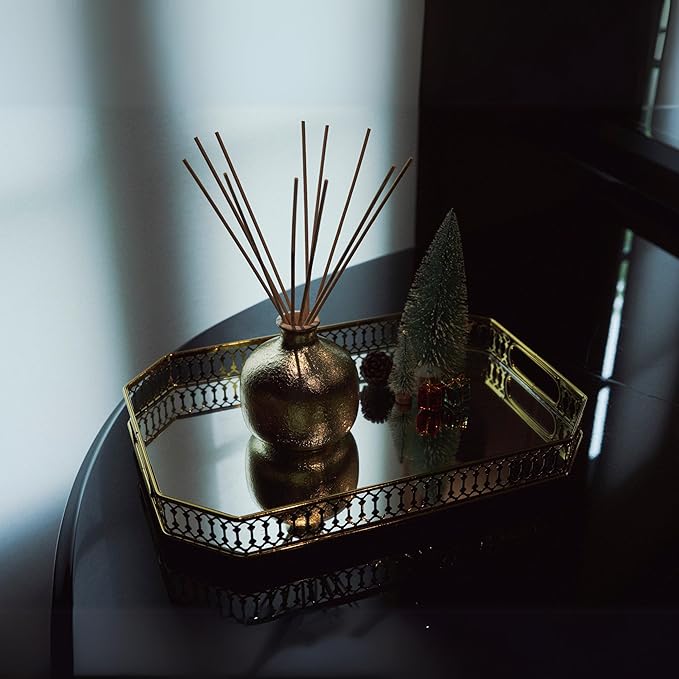 2025 Gold Holiday Diffuser | Joy - Black Plum & Cassis, Refillable, Contains Essential Oil, Sustainable Wellness, Hand Finished, Premium, Luxury Ceramic, Rattan Reeds