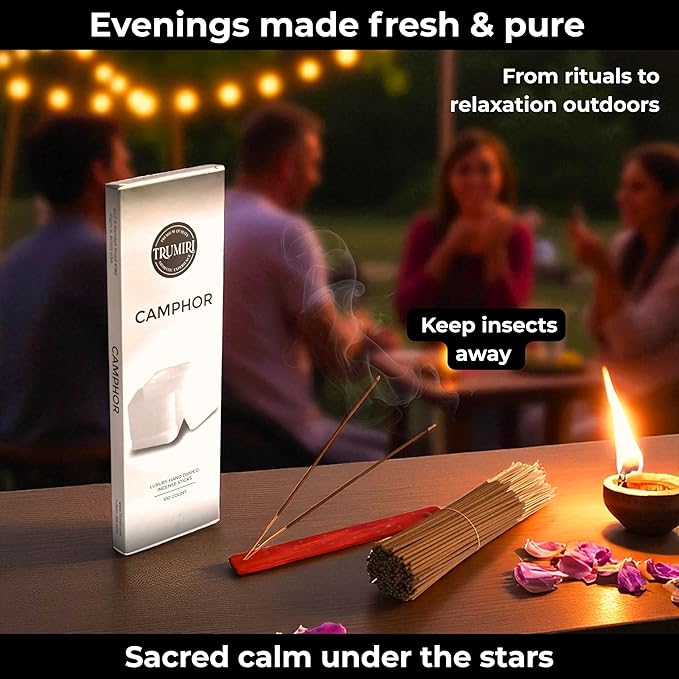 Camphor Incense Sticks - Bulk Pack of 100 Insence-Sticks - Made with Natural Non Toxic Alcanfor Inscent - Scented Incienso Spiritual Insense Incents