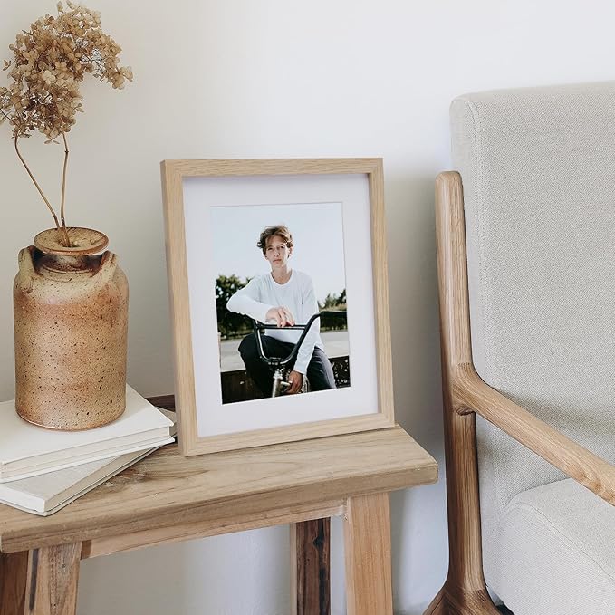 8x10 Oak Wood Picture Frame -8x10 Frame Wood, 8"x10" Natural Solid Wood Poster Frames for Wall Art Photo and Prints(3 Pack, Beige)