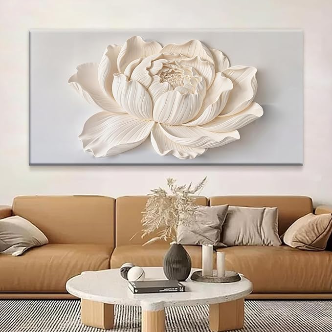 TAIJXAGSG Large Canvas Wall Art Decor For Living Room Pictures White Flower Wall Art Decoration Artwork Wall Art Modern Painting Pictures For Bedroom Home Kitchen Office 29"X 58"