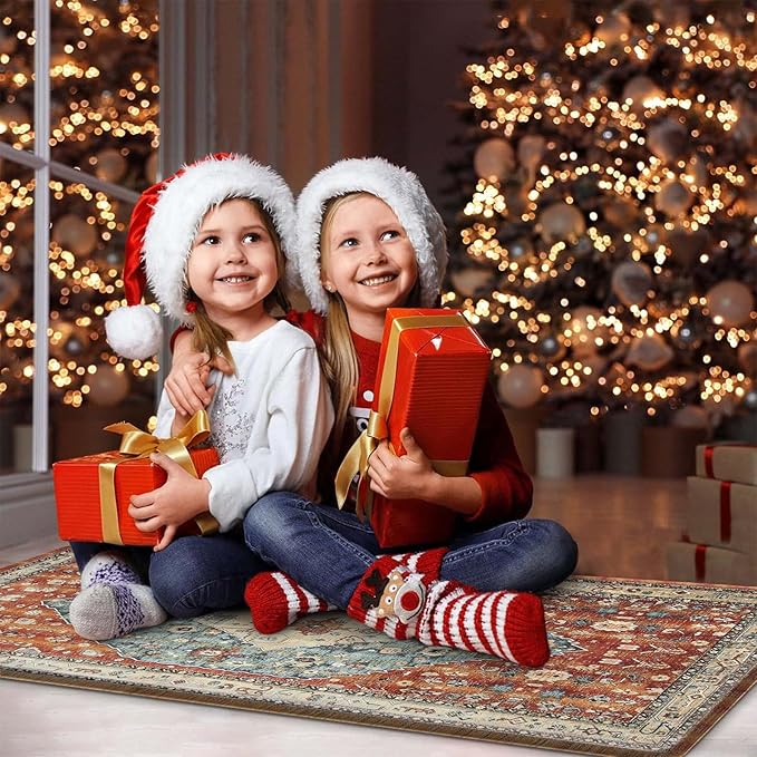 Collive Boho Kitchen Mat 2PCS, Cushioned Anti Fatigue Kitchen Mats for Floor Waterproof Kitchens Rugs Set of 2, Non Slip Comfort Standing Mat for Office, Sink, Laundry, 17"x30"+17"x59"