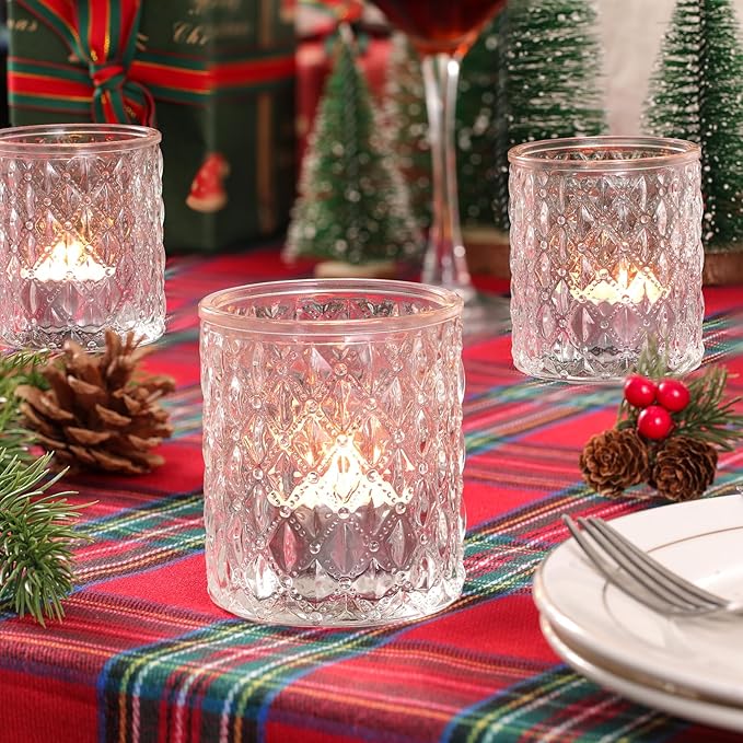 8Pcs Large Votive Candle Holders Clear Tea Light Candle Holders Glass Candle Holder for Wedding, Bridal Shower, Table Centerpiece, Party, Home Decor