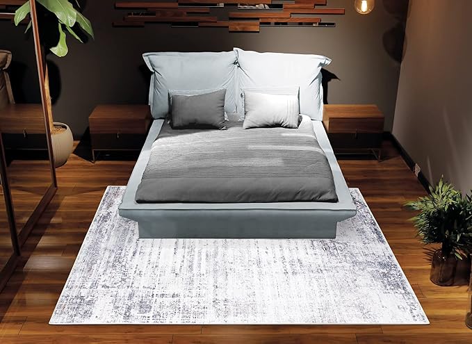Bloom Rugs Washable Non-Slip 10x14 Rug - Gray/Charcoal/Blue Modern Abstract Area Rug for Living Room, Bedroom, Dining Room, and Kitchen - Exact Size: 10' x 14'
