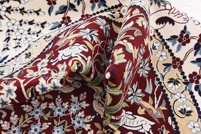 Unique Loom Narenj Collection Area Rug - Bristol (10' Round, Burgundy/ Beige)
