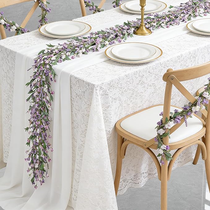 Artgar Flower Garland 6Ft Spring/Summer Garlands Floral Garland for Mantle All Year Round Paper Garlands Decor for Indoor Outdoor Home Wedding Arch Porch Stair Backdrop Year Round Decor (Purple)