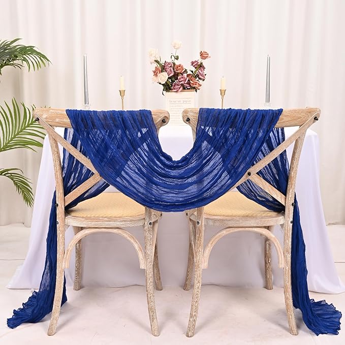 15 Pack Royal Blue Cheesecloth Table Runner 17 x 108 Inch Fall Thanksgiving Boho Rustic Farmhouse Gauze Cheese Cloth Runner for Wedding Party Baby Shower Home Decor Holiday Decorations