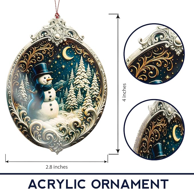 Snowman Ornaments for Christmas Tree, Christmas Ornament 2025, Snowman Ornaments, Secret Santa Gifts for Men & Women - Unique White Elephant Gifts Holiday Decoration