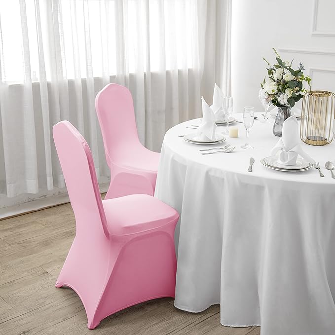 SuperO Waterproof Spandex Chair Cover 25PCS, Stretch Dining Chair Covers, Polyester Outdoor Chair Covers, Protector Stretch Chair Cover for Party Universal, Banquet, Wedding Event, Hotel(Pink)
