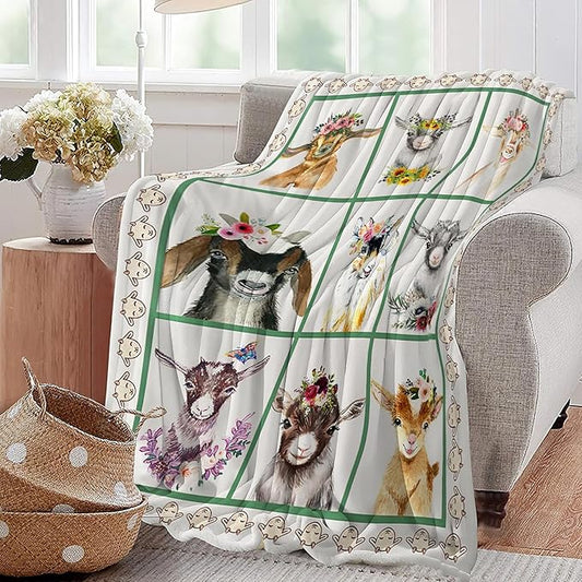 Cute Lamb Blanket Goat Sheep Baby Decor Throw Blanket Super Warm Soft Plush Fleece Flannel Farmhouse Blanket Gifts for Girls Kids Women Boys for Winter Couch Bedding 40"X50"