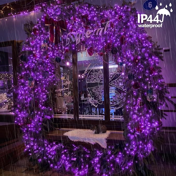 YEGUO 165ft 500 LED Christmas Lights Outdoor Waterproof, Purple String Lights Plug in, Twinkle Christmas Tree Lights Indoor with Timer Memory 8 Modes