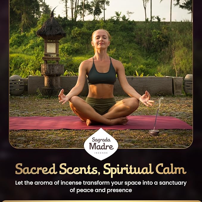 Sagrada Madre - 8 Extra-Durable Maha Masala Incense Sticks - 9” Long Handmade & Thick Aromatherapy Sticks with Rose Petals & Essential Oils for Meditation & Spiritual Harmony - 1 Hour Burn Time