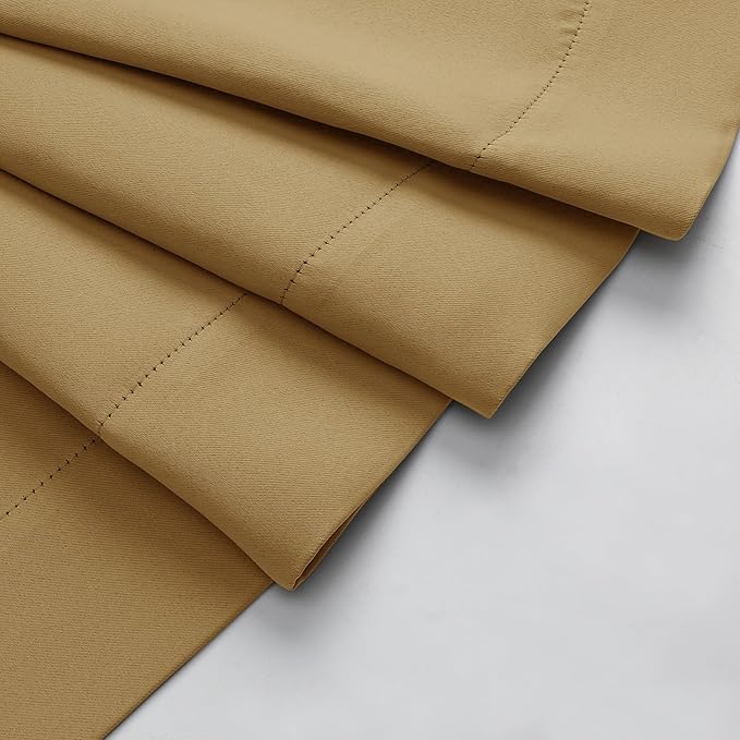 Gold Blackout Curtains for Bedroom Living Room 96 Inches Long 2 Panels, Soft Solid Room Darkening Thermal Insulated Window Treatments, Modern Rod Pocket Curtain, Gold, Each 40" Wx96 L