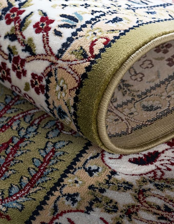 Unique Loom Narenj Collection Area Rug - Bristol (7' 10" Square, Green/ Ivory)