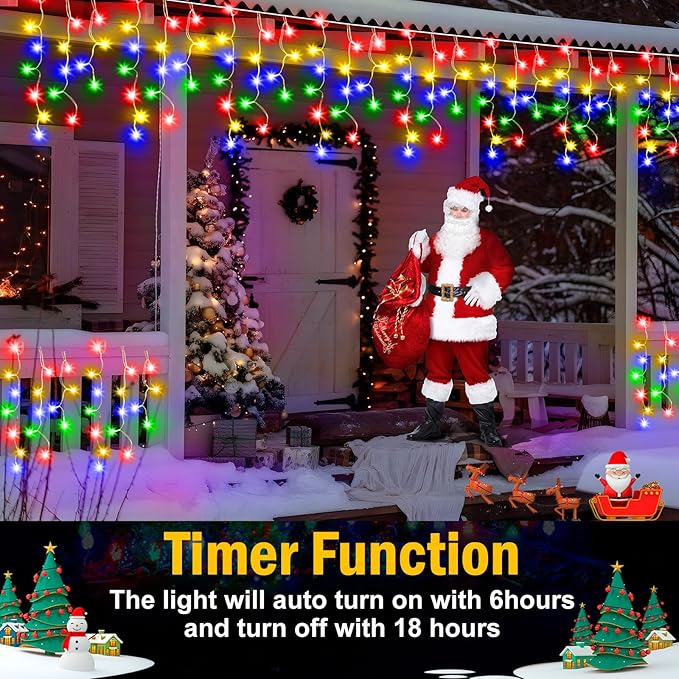 Heceltt Color Changing Christmas Lights, 2 Pack Total 98FT 960 LED Ice Lights for Outside with 180 Drops, 11 Modes Warm White to Multicolor Ice String Lights for Christmas Eaves Party Decorations