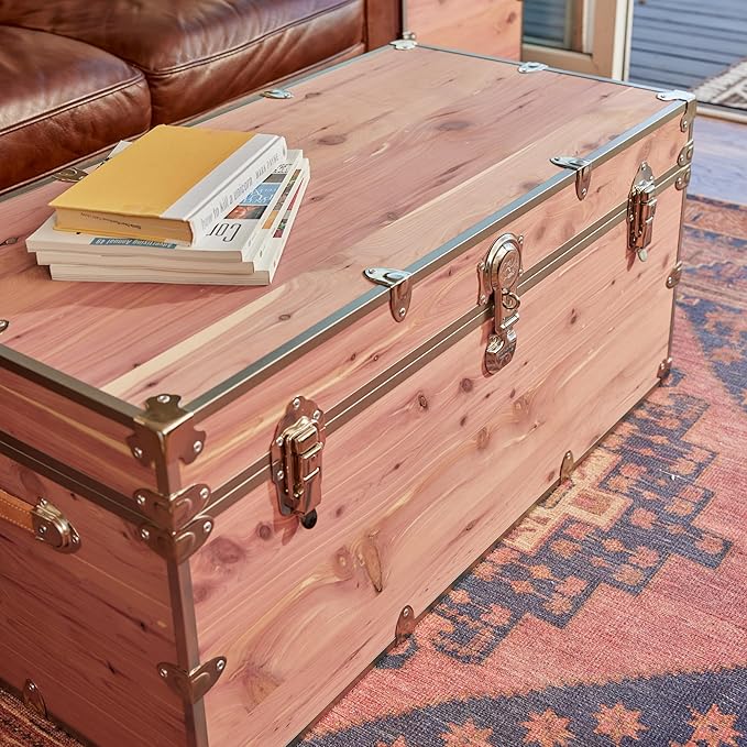 Rhino Trunk & Case Knotty Cedar Chest – XXL Storage Box, Coffee Table, End of Bed Trunk or Entryway Storage Bench – 36"x18"x18" USA-Made, Furniture Grade, Heirloom Aesthetic – Strong and Secure