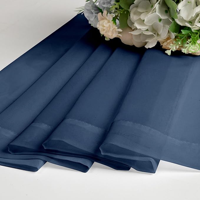 Lecloud Navy Blue Sheer Curtains 84 Inches Long 2 Panels Set, Solid Voile Light Filtering Airy Drapes for Living Room, Elegant Bedroom Decor Window Treatments with Rod Pockets, 40" W x 84" L